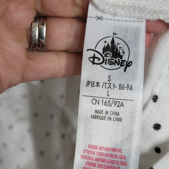 Disney Minnie Mouse Forever White Polka Dot Jean Jacket Sequin Back 100% Cotton - Picture 9 of 16